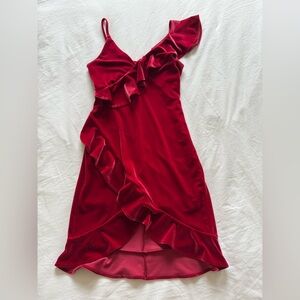 Elegant Velvet Ruffle Dress